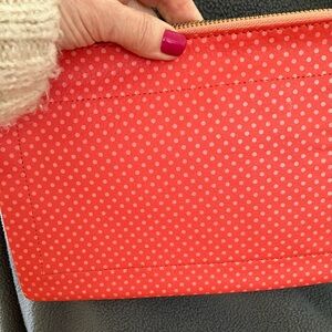 Vintage GAP Red Polka Dot Clutch orange sorbet color. Not a true red.